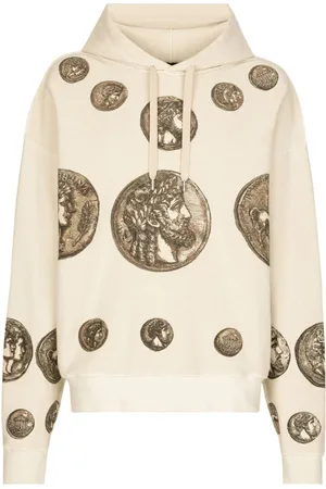 Dolce & Gabbana Hoodies, male, , Size: S Coin Print Inside-Out Hoodie - Roma Collection