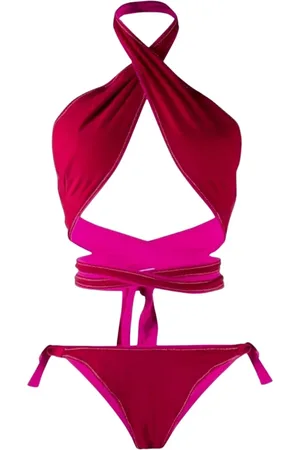 Reina Olga Bikinis, female, , Size: L Burgundy Halter Bikini Set