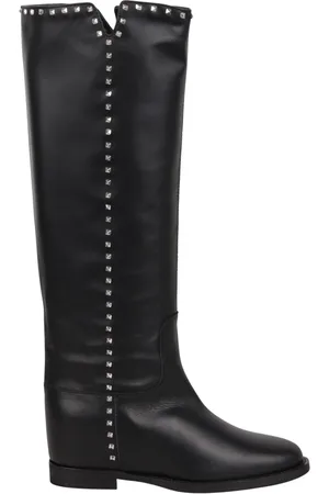 Via Roma High Boots, female, , Size: 7 US Studded Boots with Silver-Colored Detail