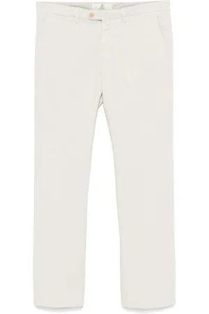 LUIGI BORRELLI NAPOLI Straight Trousers, male, , Size: W34 Slim Cut Ivory White Trousers