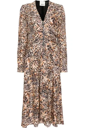 Isabel Marant Midi Dresses, female, , Size: L Leopard Print V-Neck Midi Dress
