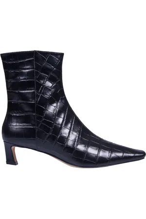 Michael Kors Heeled Boots, female, , Size: 5 1/2 US Crocodile Print Leather Ankle Boots
