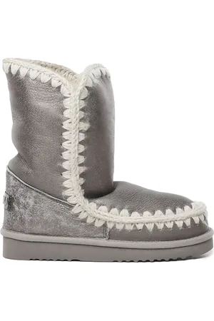 Mou Winter Boots, female, , Size: 10 US Silver Crochet Stitched Boots Limited Edition