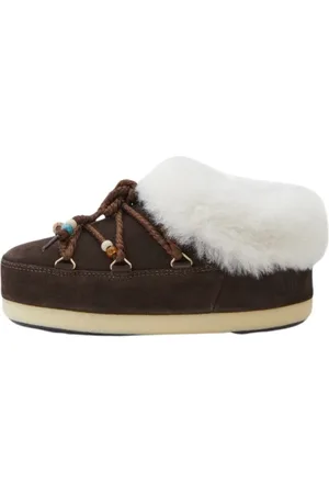 Moon Boot Winter Boots, female, , Size: 5 US Suede Mule with Faux-Fur Lining