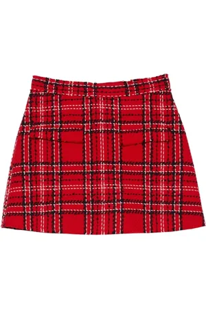 Msgm Short Skirts, female, , Size: 2XS Check Pattern Fringed Shorts