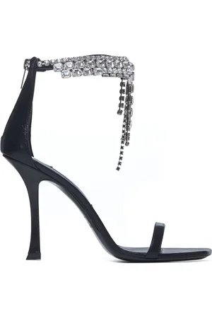 Jimmy Choo High Heel Sandals, female, , Size: 9 1/2 US Heeled Leather Sandals with Crystals