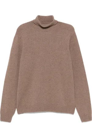 JOHN SMEDLEY Turtlenecks, male, , Size: M Taupe Knitted Roll Neck Sweater