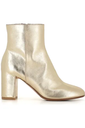 ROBERTO DEL CARLO Heeled Boots, female, , Size: 8 1/2 US Golden Leather Ankle Boots Zip Closure