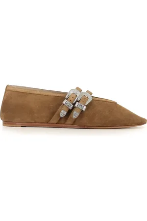 Le Monde Beryl Ballerinas, female, , Size: 10 US Suede Sandal with Silver Buckles