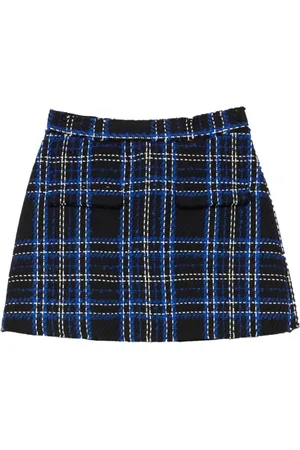 Msgm Short Skirts, female, , Size: 2XS Black Check Pattern Fringed Shorts