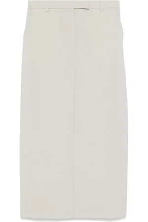 OFFICINE GENERALE Maxi Skirts, female, , Size: S Grey Wool Skirt with Belt Loops