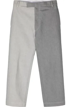 Thom Browne Straight Trousers, male, , Size: S Classic Grey Two-Tone Trousers