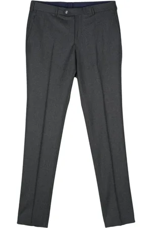 LUIGI BIANCHI MANTOVA Suit Trousers, male, , Size: XL Grey Wool Trousers Tapered Leg