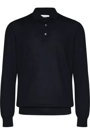 Mauro Ottaviani Polo Shirts, male, , Size: M Long-sleeved Polo Shirt Black Button Closure