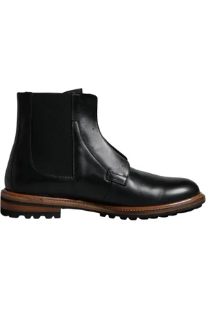 Dolce & Gabbana Chelsea Boots, male, , Size: 9 1/2 US Leather Mid Calf Zipper Boots