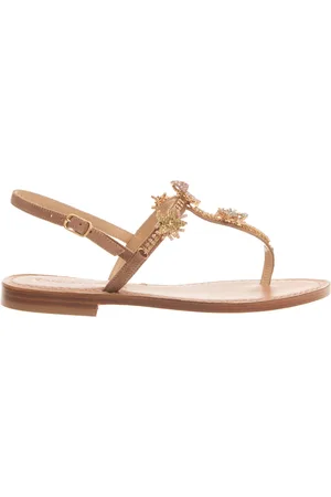 Paola Fiorenza Flat Sandals, female, , Size: 7 US Blush Suede Sandal with Crystals