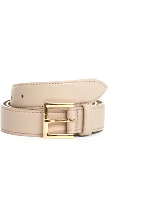 Orciani Belts, female, , Size: 95 CM Ivory Belt with Square Gold Buckle