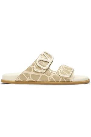 VALENTINO GARAVANI Sliders, female, , Size: 11 US Iconographe Flat Sandals Ivory