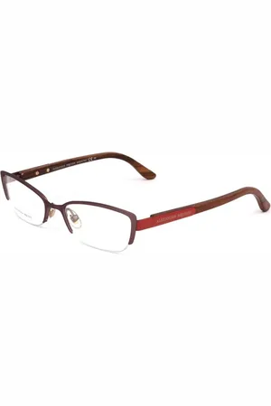 Alexander McQueen Glasses, female, , Size: ONE SIZE Burgundy and Red Metal Frame Watch