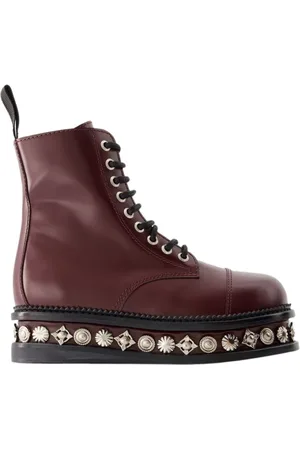 TOGA PULLA Lace-up Boots, female, , Size: 7 1/2 US Bordeaux Leather Boots - Round Toe