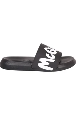 Alexander McQueen Sliders, male, , Size: 8 US Slide Sandals with Logo Print