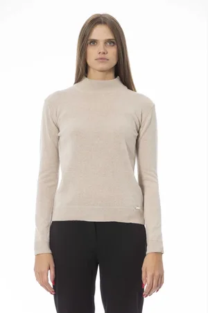 BALDININI Turtlenecks, female, , Size: S Trendy Knit Sweater with Monogram Detail