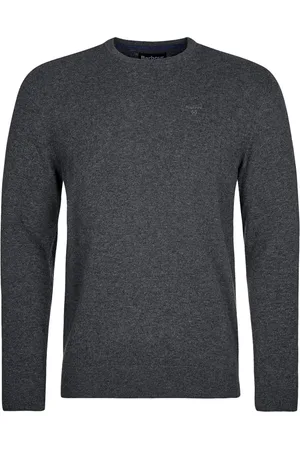 Barbour Round-neck Knitwear, male, , Size: XL Essential Wool Crew Neck Sweater Charcoal