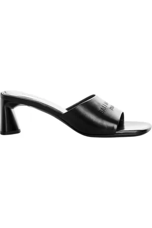 Balenciaga Heeled Mules, female, , Size: 7 US Shiny Lamb Leather Mules