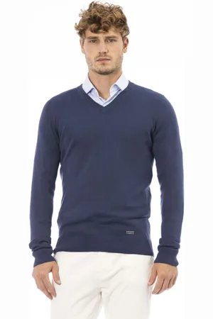 BALDININI V-neck Knitwear, male, , Size: 3XL V-Neck Long Sleeve Sweater