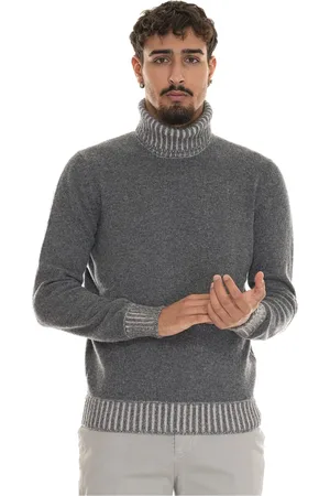 Gran Sasso Turtlenecks, male, , Size: M Mélange Turtleneck Pullover with Color Contrast
