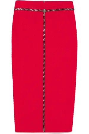 Elisabetta Franchi Midi Skirts, female, , Size: S Crimson Herringbone Knit Skirt