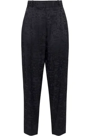 Elisabetta Franchi Cropped Trousers, female, , Size: S Jacquard Lettering Straight Pants