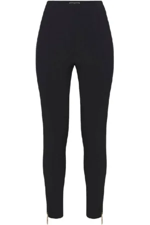 Elisabetta Franchi Slim-fit Trousers, female, , Size: XS Straight Stretch Crêpe Pants with Zip