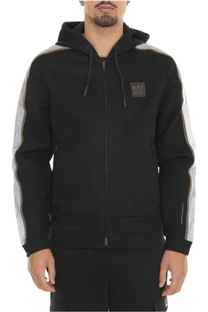 EA7 Zip-throughs, male, , Size: S Hooded Zip Sweatshirt with Contrast Details