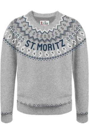 MC2 SAINT BARTH Round-neck Knitwear, male, , Size: S Grey Sweaters for Men