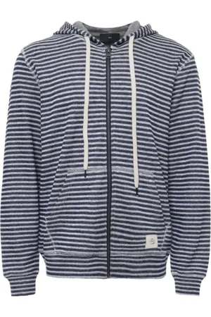 Liu Jo Zip-throughs, male, , Size: S Hooded Linen Blend Striped Sweatshirt