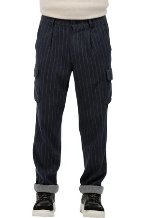 Masons Slim-fit Trousers, male, , Size: M Striped Cargo Pants