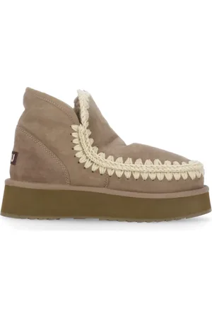 Mou Winter Boots, female, , Size: 10 US Grey Shearling Boots with Wool Stitching