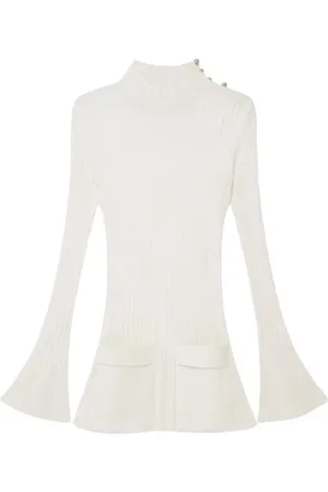 Stella McCartney Long Sleeve Tops, female, , Size: M Ribbed Mini Dress with Flared Sleeves