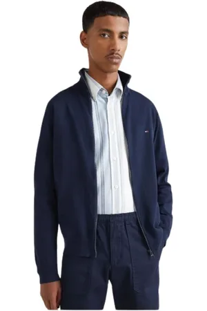 Tommy Hilfiger Zip-throughs, male, , Size: S Zippered Cotton Blend Cardigan