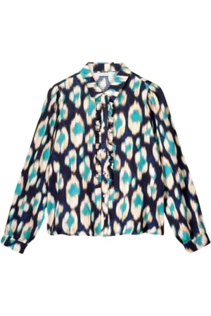 Summum Woman Shirts, female, , Size: S Ikat Blouse with Ruffles