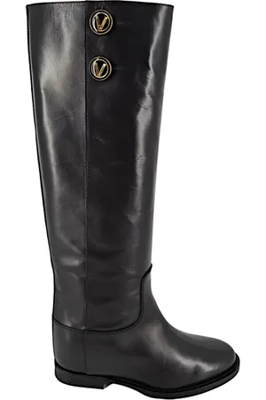 Via Roma High Boots, female, , Size: 11 US Leather Button Detail Boots