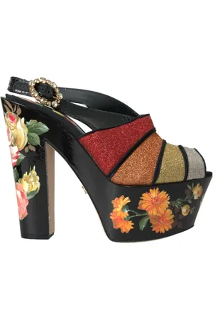 Dolce & Gabbana High Heel Sandals, female, , Size: 9 US Floral Crystal Platform Sandals