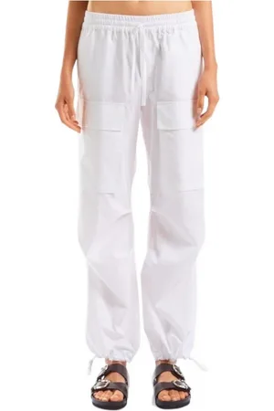 P.A.R.O.S.H. Straight Trousers, female, , Size: S Ivory Cotton Cargo Trousers