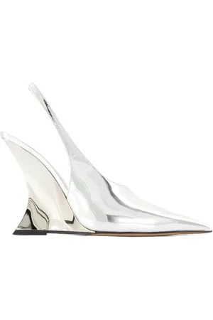 PARIS TEXAS Pumps, female, , Size: 7 US Silver Glitter Slingback Pumps