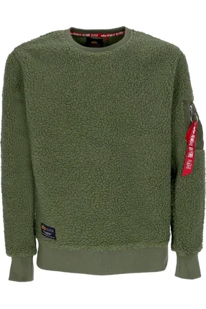 Alpha Industries Sweatshirts, male, , Size: XL Sherpa Crewneck Sweatshirt Sage