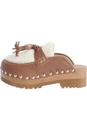JEJIA Clogs, female, , Size: 6 US Leather Shearling Clog Shoes