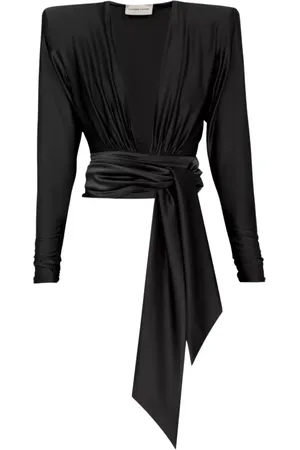 ALEXANDRE VAUTHIER Blouses, female, , Size: S Deep V-neck Long Sleeve Top