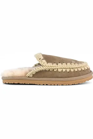 Mou Slippers, female, , Size: 8 US Grey Sheepskin Slipper with Eskimo Stitching