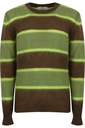 AMARANTO AMARÁNTO, Round-neck Knitwear, male, , Size: M Striped Mohair Sweater Brown